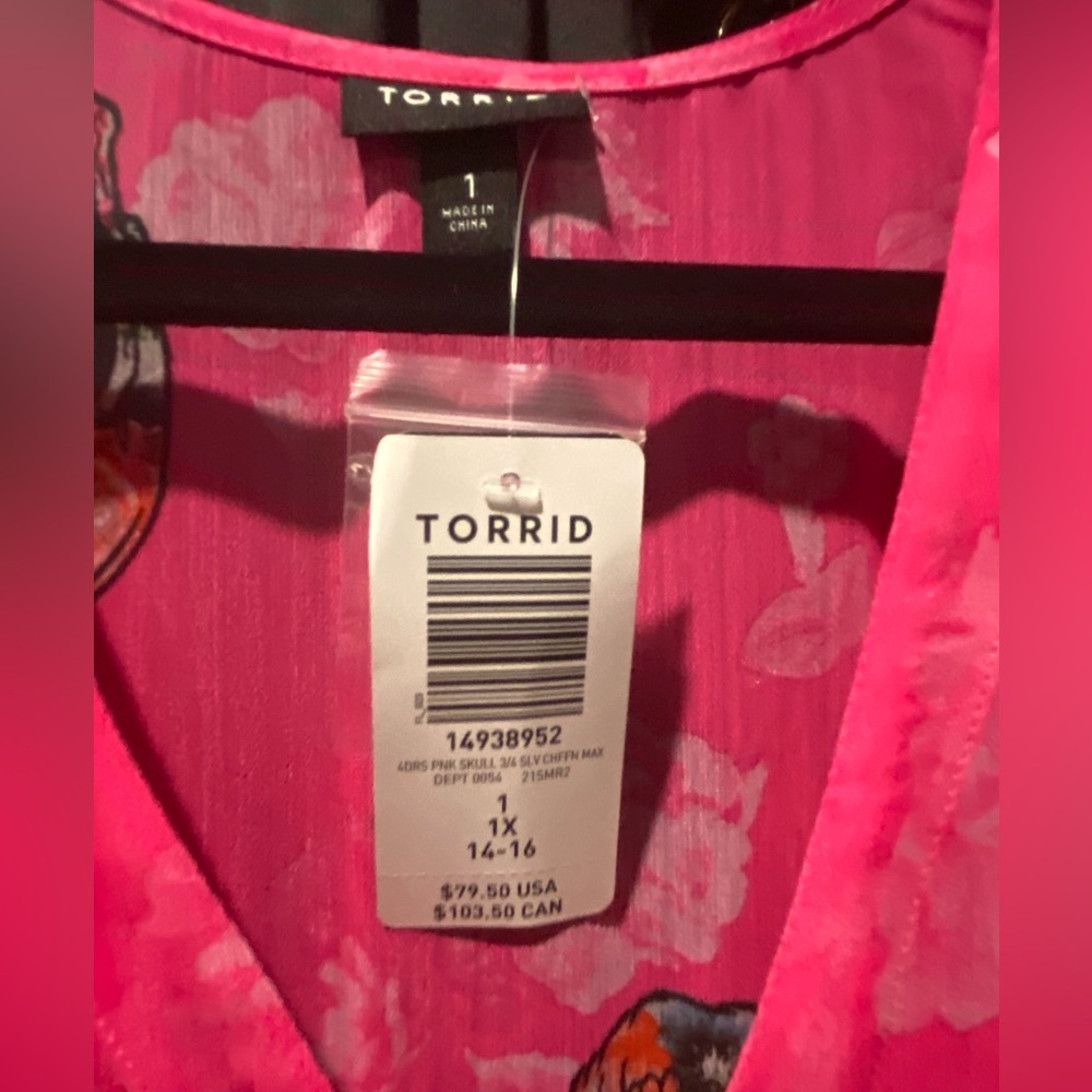 Pink Torrid Skull Maxi Chiffon Dress NWT - Picture 7 of 11
